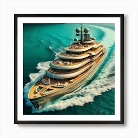 Luxury Yacht In The Ocean Art Print