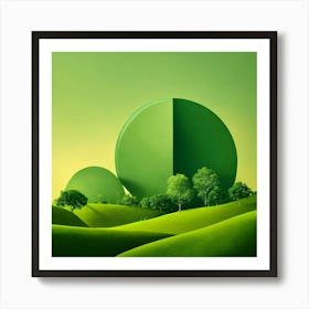 Green Field With Trees Art Print