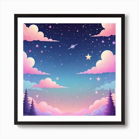 Sky With Twinkling Stars In Pastel Colors Square Composition 171 Art Print