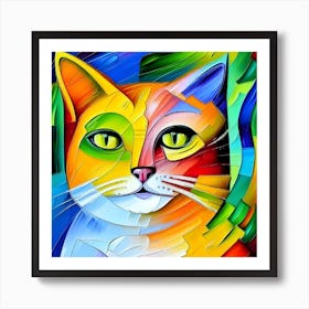 Colorful Cat Painting Art Print