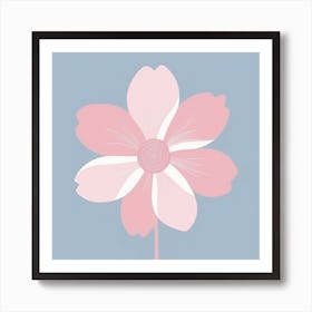 A White And Pink Flower In Minimalist Style Square Composition 342 Art Print