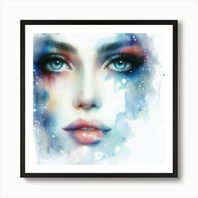 Watercolor Of A Woman'S Face 12 Art Print