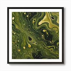 olive gold abstract wave art 28 Art Print