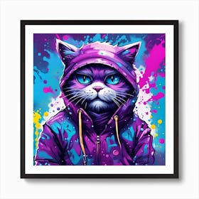 Purple Cat With Blue Eyes 6 Art Print