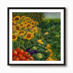 Sunflowers In The Garden 1 Art Print