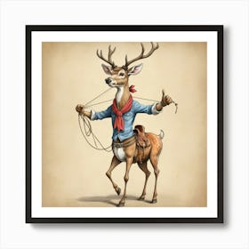 Cowboy Deer Poster