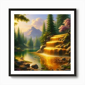 Waterfall In The Forest 6 Art Print