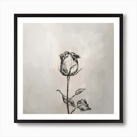 Single Rose Line Art Art Print