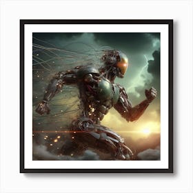 Cyborg running fast Art Print