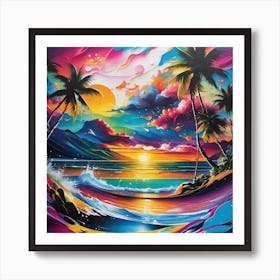 Sunset At The Beach 36 Art Print