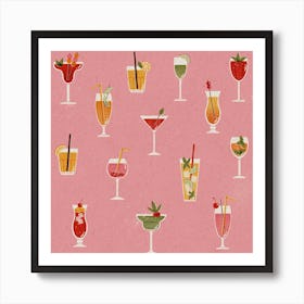 Cocktails Square Art Print