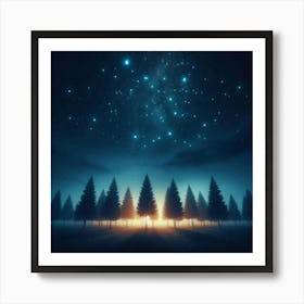 Night Sky With Trees Art Print