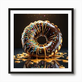 Donut On A Black Background 1 Art Print