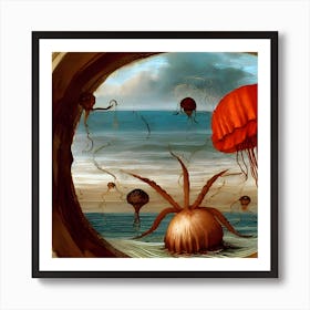 Amber Flying Jelly Art Print