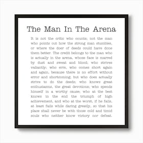 The Man In The Arena (Typewriter Style) Art Print