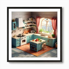 Isometric Kitchen 4 Art Print