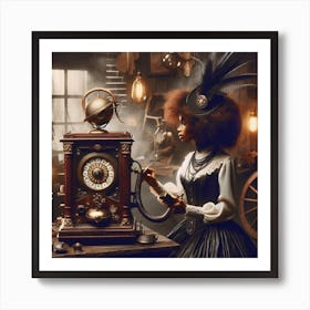 It's about time 2/4  (Beautiful woman  female classic time machine travel  memories dreams art AI Victoria sci-fi doctor who) Art Print