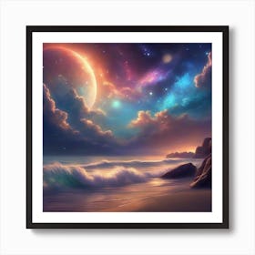 Moon And Stars Art Print