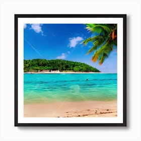 Tropical Beach With Palm Trees Art Print