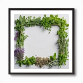Frame Created From Herbs On Edges And Nothing In Middle (3) Art Print