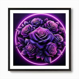 Purple Roses In A Circle Póster