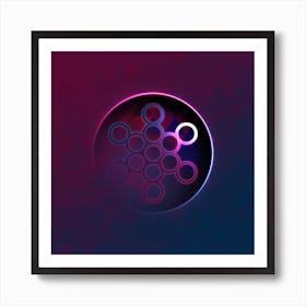 Geometric Neon Glyph on Jewel Tone Triangle Pattern 237 Art Print