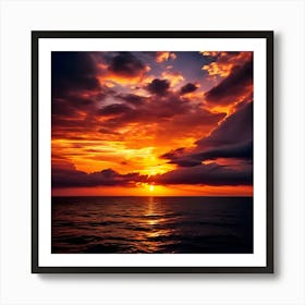 Sunset Over The Ocean 1 Art Print