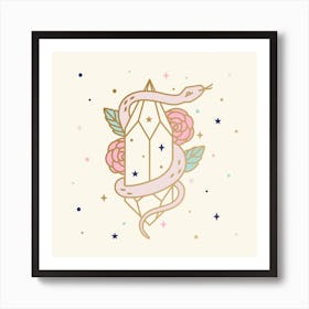 Magical Snake And Crystal Art Print