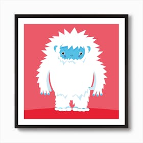 Big Hugs Kawaii Yeti Square Art Print