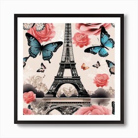 Paris Roses And Butterflies 22 Art Print