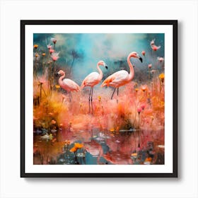 Flamingos Art Print