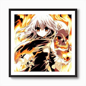 Anime Girl In Flames Art Print