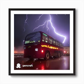 Lightning on Bus.  Art Print