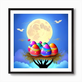 Easter Eggs In A Nest 93 Art Print