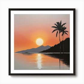 Sunset At The Beach Paintings Art Print 1 Art Print