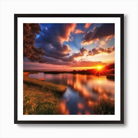 Sunset Over The Water 7 Art Print