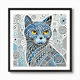 Skylight Runner City Cat Art Print