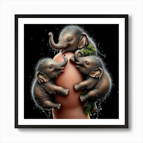 Elephants On A Finger 1 Art Print