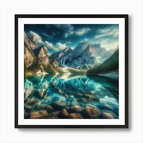 Mountain Lake - Mountain Lake Stock Videos & Royalty-Free Footage 12 Art Print