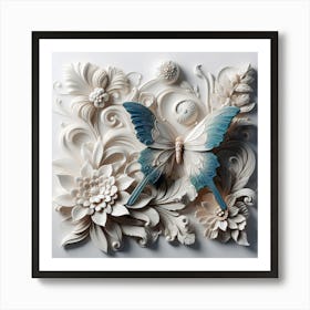 Marble Butterfly Panel I Art Print