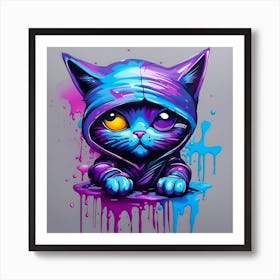 Purple Cat With Blue Eyes 7 Art Print