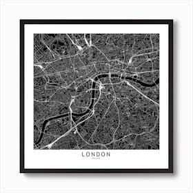 London Black And White Map Square Art Print
