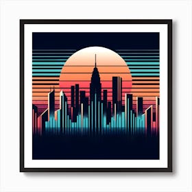 Retro City Skyline Art Print