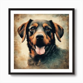 Rottweiler Dog Portrait Art Print