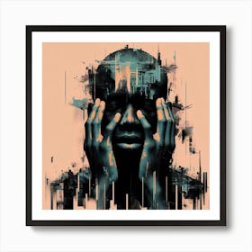 Man With His Hands On His Face Art Print