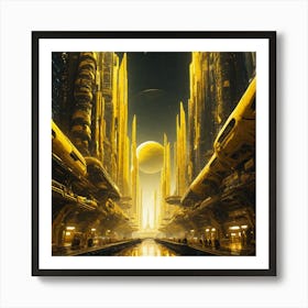 Futuristic City Yellow IV Art Print