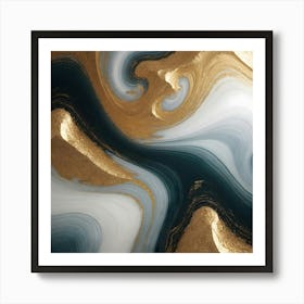 Gold And Black Abstract Painting Art Print