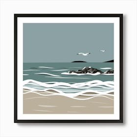 Seagulls On The Beach 2 Art Print