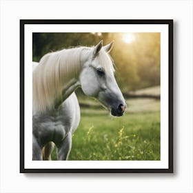 White Horse In A Field 2 Art Print