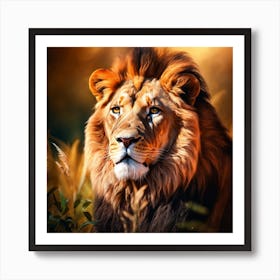 Lion In The Grass Art Print